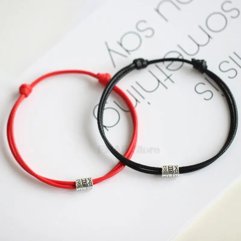 Lucky Adjustable Red Leather Rope Bracelet bracelet jewelry leather bracelets Couple Handmade Braided Charm Bracelets Women Men Thread Jewelry Gift 1/2pcs