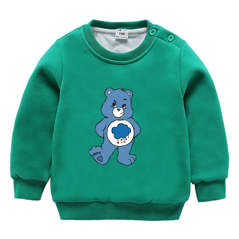 Care Bears зимний вельветовый Свитшот От 3 до 9 лет для мальчиков и девочек, забавные скрещивающиеся цвет, Детские с О-образным вырезом для шеи, детские топы с рисунками из мультфильмов для малышей