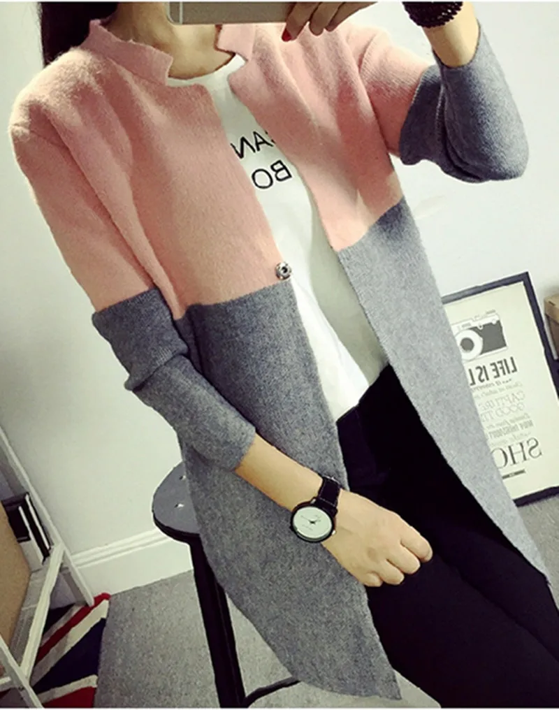 P OHCLOTHING весна-осень, кардиган, модный тонкий длинный женский бренд, кашемировый материал, свободный свитер, женская верхняя одежда, пальто - Цвет: P
