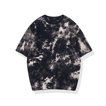 

New Harajuku Tie Dye T-shirt Men Cotton Tops Summer Kanye West Hip Hop Streetwear Black White Tshirt Cotton Tee Shirts