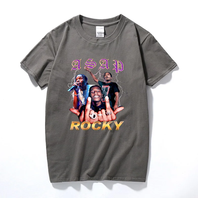 Рок Asap Rocky Мужская футболка Новая летняя хип-хоп рубашка Camisetas Hombre уличная хлопок высокого качества футболка с короткими рукавами