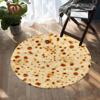 

BeddingOutlet Burrito Round Carpet Plain Corn Tortilla Play Mat Area Rugs Food 3D Funny Floor Mat For Bedroom alfombra Dropship