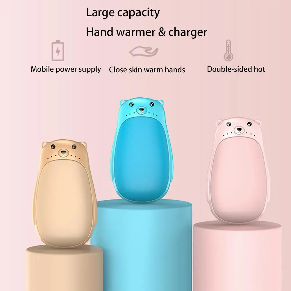 

New 5200mA 5V Cute Cartoon Bear USB Electric Hand Warmer Charging Mobile Power Heater Long-Life Mini Warmer Home Warming Produc
