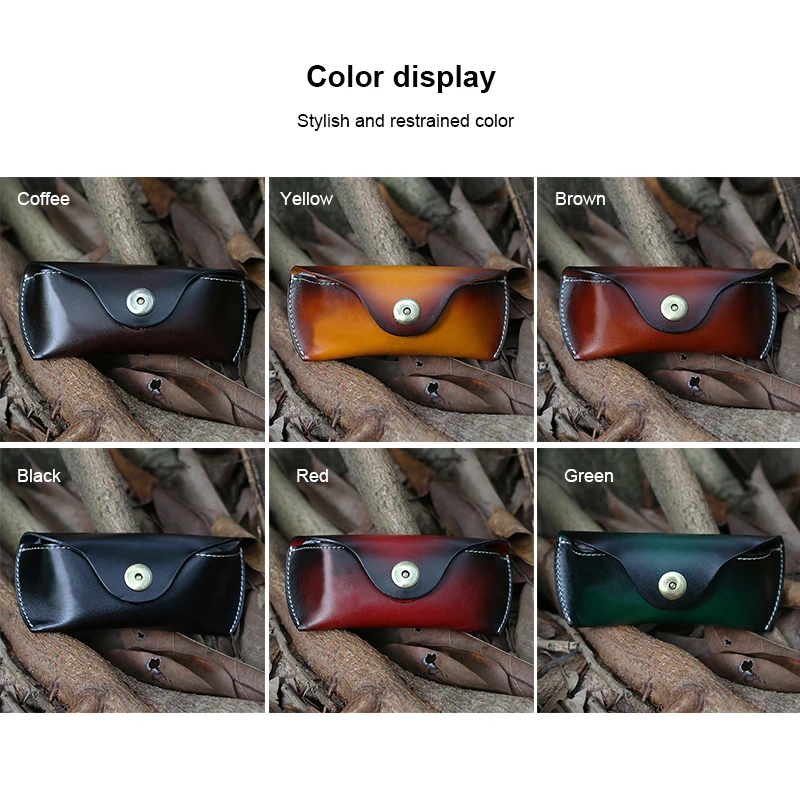 Fashion retro case for glasses high vegetable tanned leather glasses box case unisex Myopia Glasses Reading Eyewea specacle case