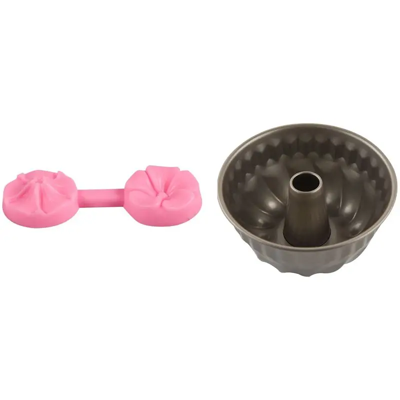 2 Pcs Cake Mold: 1 Silicone Mold with Cavities in Flower Shape &amp Non-Stick Steel Fluted Baking | Дом и сад