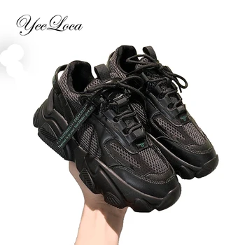 

Women Casual Shoes Light Sneakers Breathable Mesh Autumn knitted Vulcanized Shoes Outdoor Lace Up Flats Walking Shoes Black