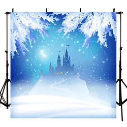 Рождество Белый Зимний замок силуэт холм пользовательские фотостудия Бесшовные Фон рождественские небольшие студийные фоны