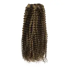 Moresoo, кудрявые вьющиеся волосы на заколках для наращивания, человеческие волосы, машинка для наращивания, волосы remy# P4/27, клипсы Ins, набор на всю голову, 7 шт./100 г, 10-24 дюйма