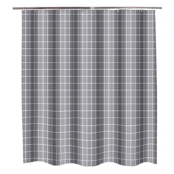 

Gray Lattice Shower Curtain 180CM Home Hotel Toilet Waterproof Bathroom Partition Curtain