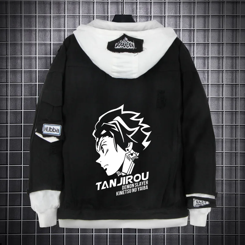 

Demon Slayer Kimetsu no Yaiba Hoodies Denim Jacket Tanjirou Cosplay Costumes Fashion Coat Sweatshirt Outwear Top