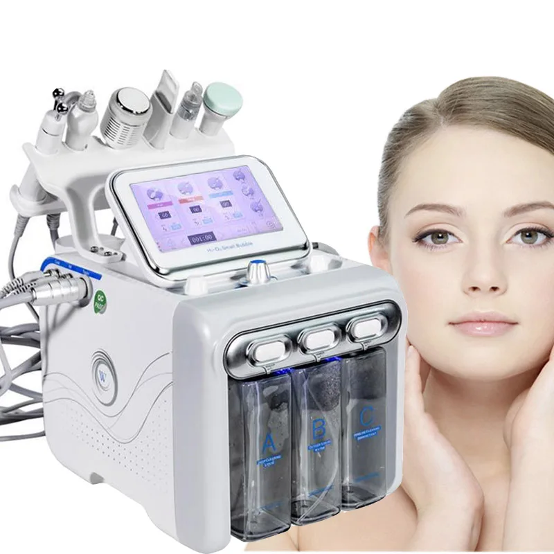 6 in 1 H2-O2 bio rf cold hammer hydro microdermabrasion water hydra dermabrasion spa facial skin pore cleaning machine |