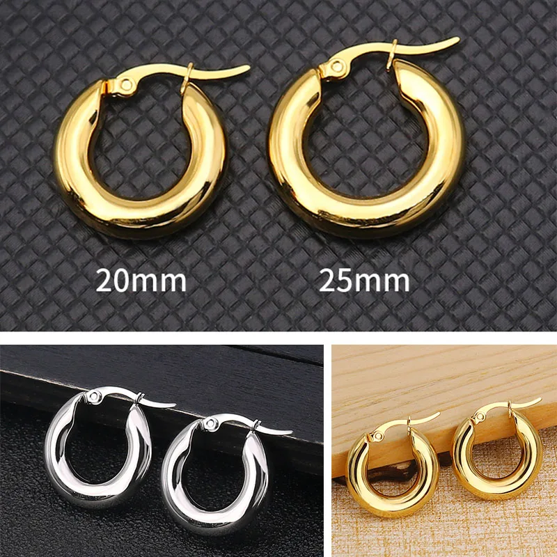 Массивные серьги-кольца, золотые, серебряные серьги из нержавеющей стали, классические ювелирные изделия Huggie, маленькие хип-хоп модные корейские серьги MB032