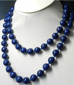 

New 8mm Egyptian Lapis Lazuli Dark Blue Round Bead Gemstones necklace 36 "AAA
