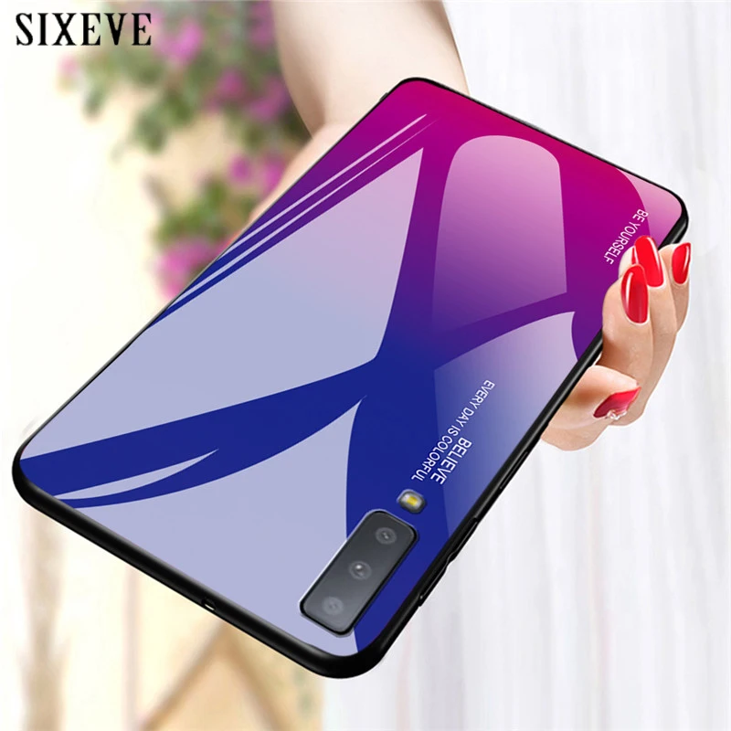 Градиентный чехол из закаленного стекла для Samsung S20 Ultra S10 S9 S8 A10 A20 A30 A40 A50 A60 A70 A51 A71 A81