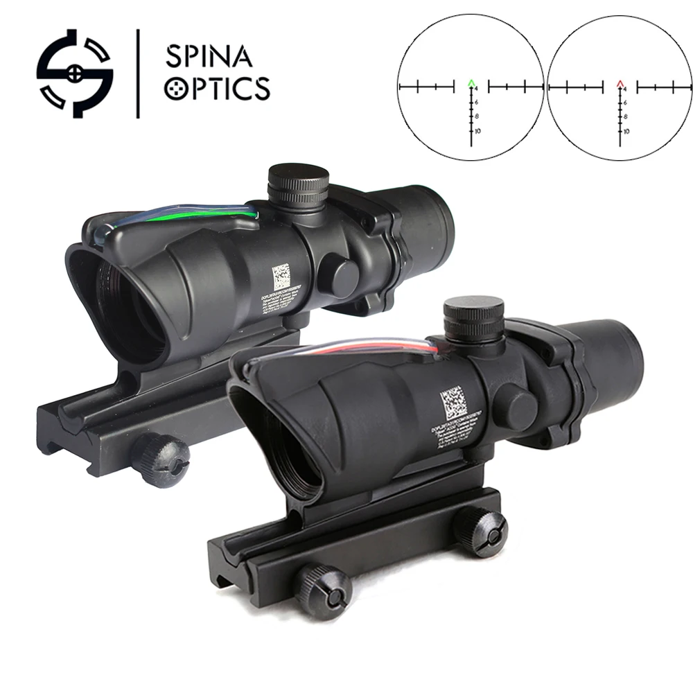 SPINA оптический Охотничий Прицел ACOG 4X32 оптика из настоящего волокна красный