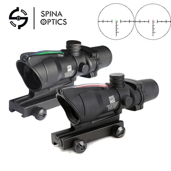 

SPINA OPTICS Hunting Riflescope ACOG 4X32 Real Fiber Optics Red Green Illuminated Chevron Glass Etched Reticle Optical Sight