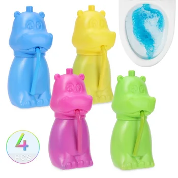 

4pcs Automatic Toilet Bowl Cleaner Cute Shape Hippopotamus Tank Cleaning Bleach And Blue Bubble Flush Toilet Cleaners