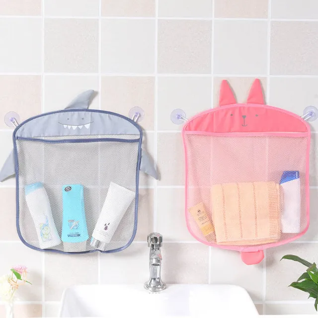 New Baby Bathroom Mesh Bag Sucker Design For Children Bath Toys Kid Basket Cartoon Animal Shapes Cloth Sand Toys Storage Net Bag 2