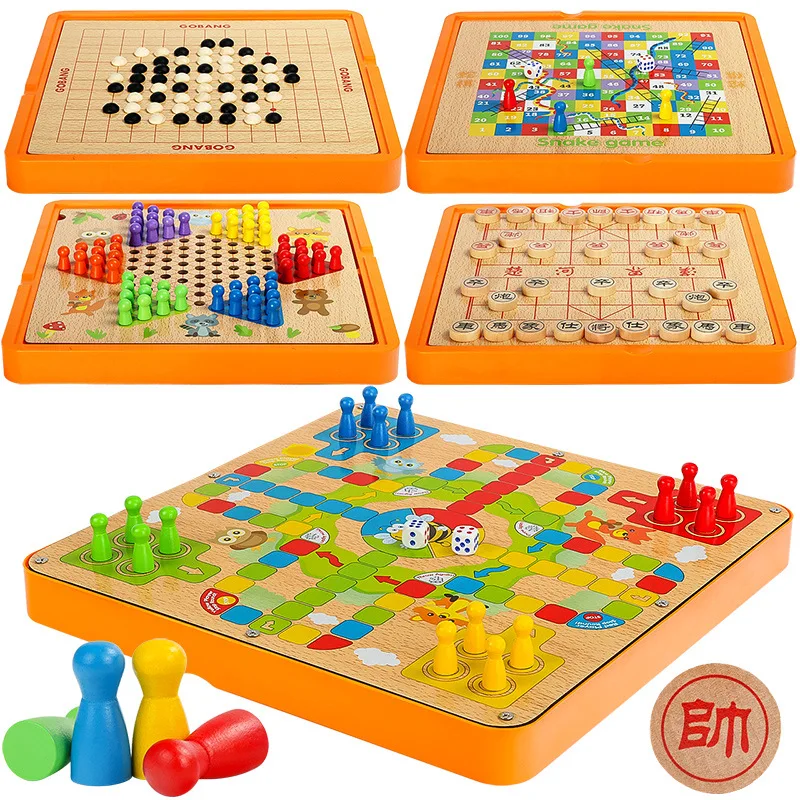 Многофункциональная настольная игра для детей, борьба с животными, аэроплан, шахматы, шашки, пять в ряд, головоломка для взрослых, родитель и ребенок Che