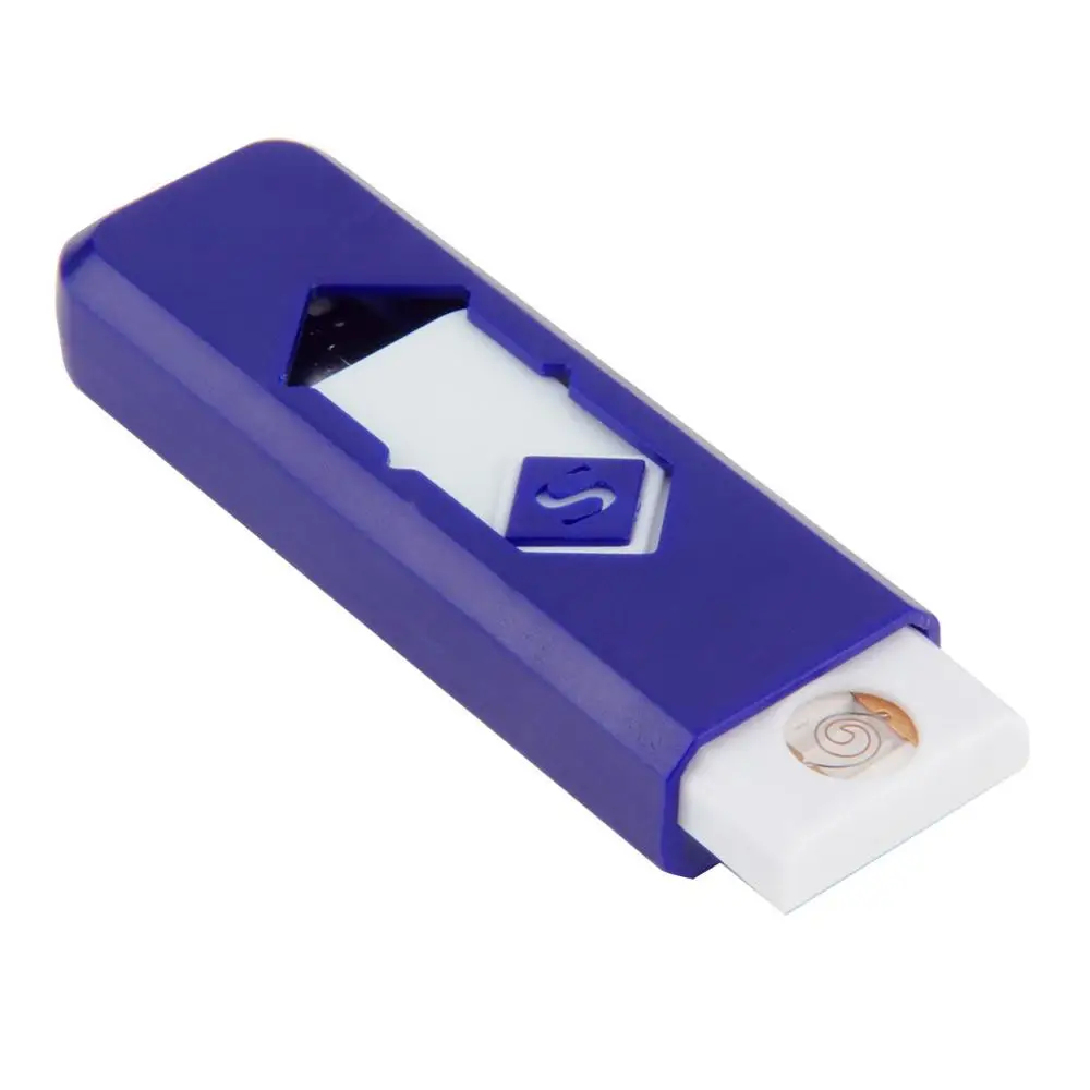 Электронная usb-зажигалка, ветрозащитная ультратонкая, без газа, USB перезаряжаемая, беспламенная, электрическая, дуговая, сигаретная зажигалка - Цвет: Blue