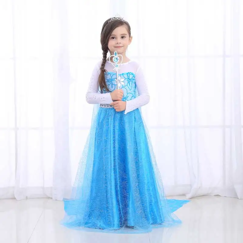 Dress 4 Платье принцессы Эльзы для девочек; снежные вечерние костюм королевы на Хэллоуин; детское нарядное платье Анны; Костюм Золушки Эльзы; Vestidos - Цвет: Dress 4