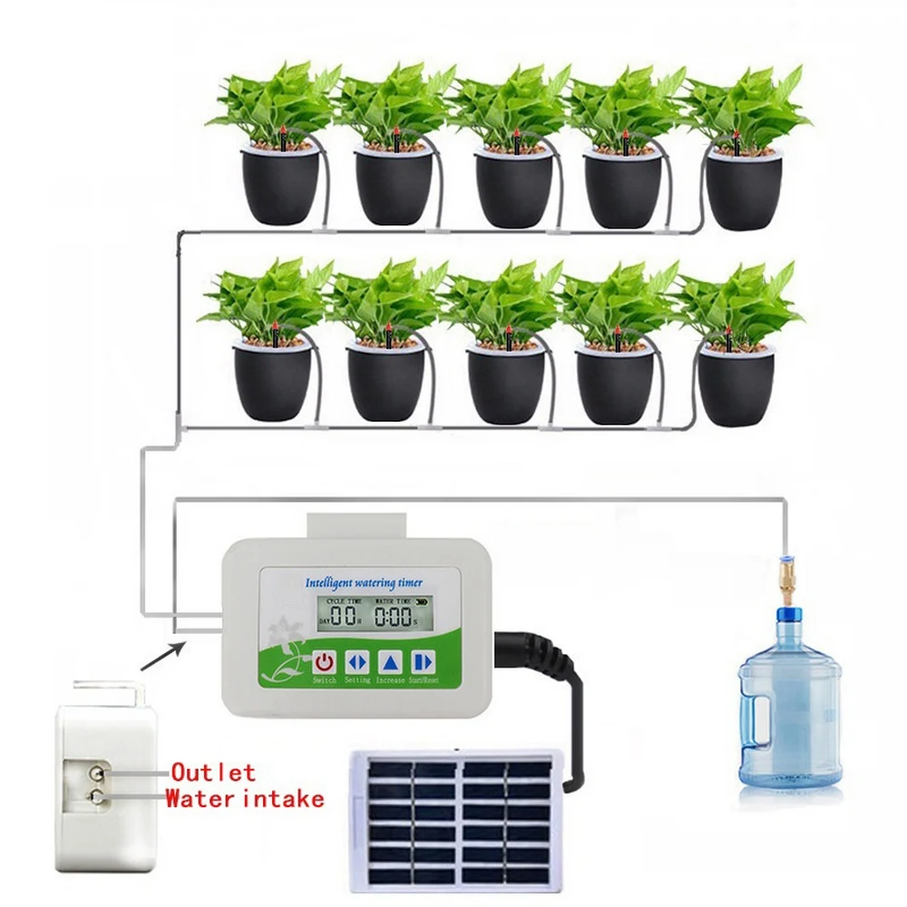 

Intelligent Solar Watering Device Timed Automatic Watering Device Solar Energy Potted Plant Drip Irrigation Timer Water System