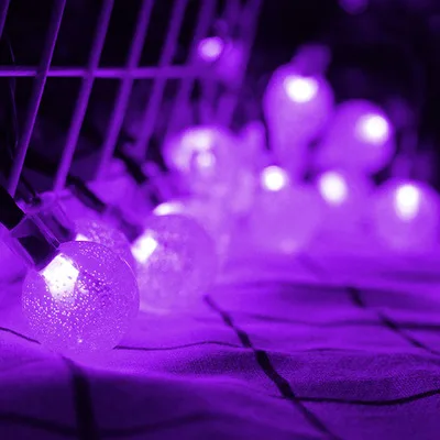Лампа на солнечной энергии, гирлянда, лампа для газона, 20 светодиодов, Пузырьковые бусины, 8 режимов, декоративная лампа, Рождественская цветная лампа для двора - Испускаемый цвет: purple