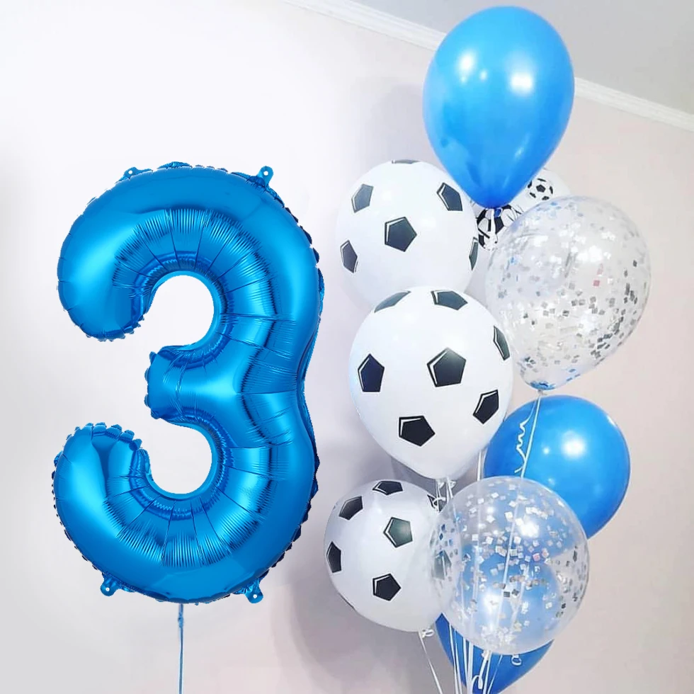 10pcs Lot Boy Birthday Balloons With 40 Inch Big Blue Number Balloon 5th Birthday Party Decoration Anniversaire 1 3 9 Years Old Ballons Accessories Aliexpress