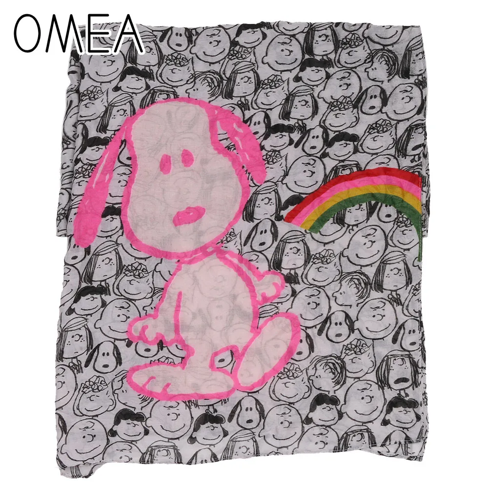 

OMEA Grey Cartoon Shawls and Wraps Women Silk Scarf Evening Dress Pashmina Ponchos and Capes Women Accessories Infinity Scarf