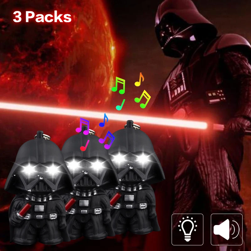 

BRELONG High Quality TOP 2018 Star Wars Key Ring Light Black Warrior LED Key Chain Children Birthday Gift Glow / Sound