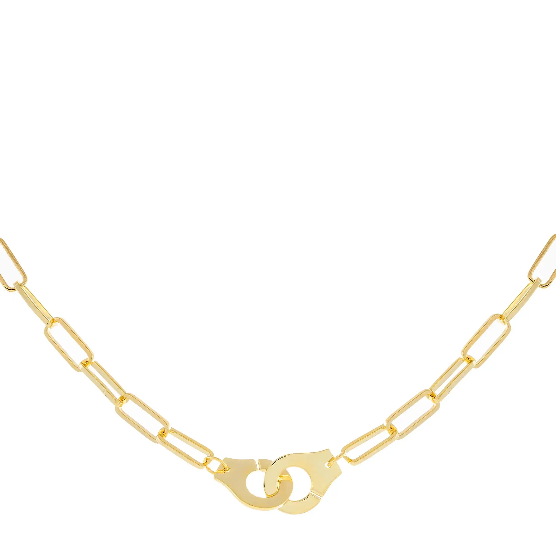 925 sterling silver gold Vermeil handcuff open link chain necklace high quality