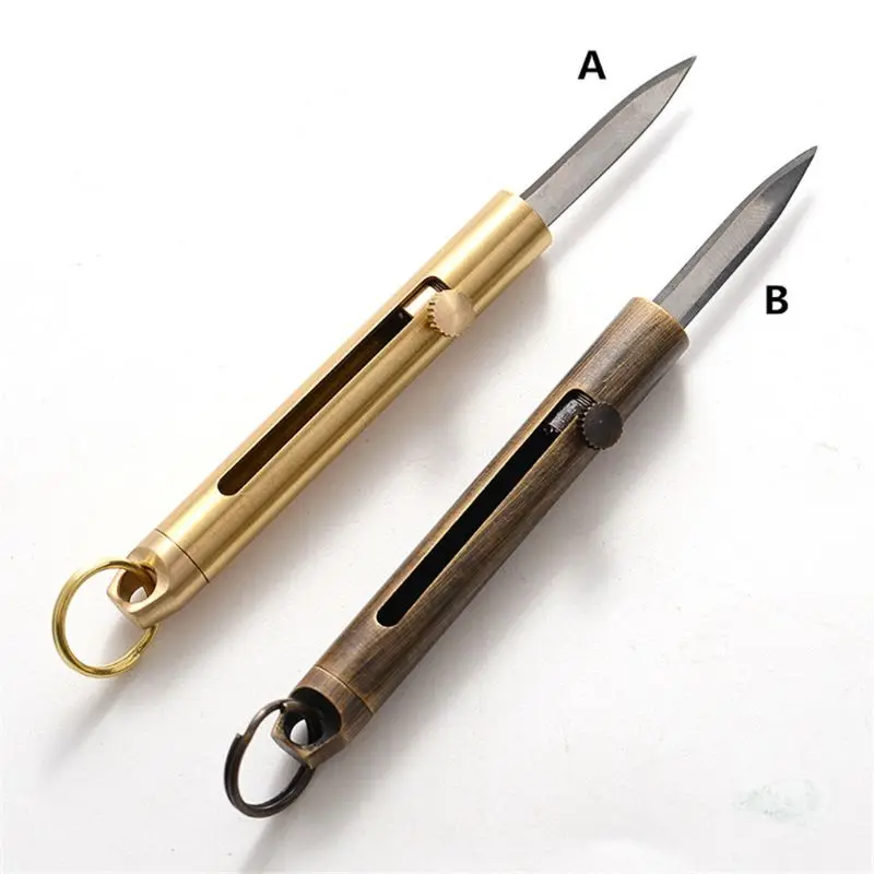 

Mini Brass Multi-function Folding Knife Outdoor Portable EDC Knife with Keychain