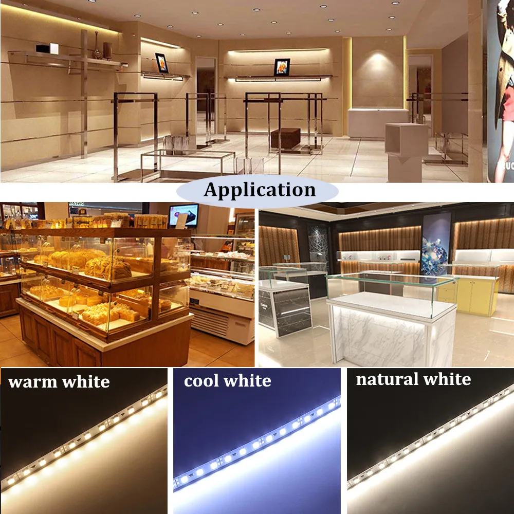 LED Cabinet Light LED Light LED Light Bar DC 12V Led Hard Bar Strip Light 25cm 50cm SMD 5054 Aluminium Rigid Strip Kitchen Under Cabinet Lamp