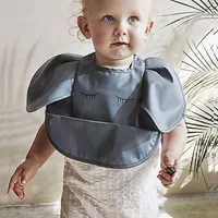 Soft PU Baby Infant Bibs With Pocket Dining Bib Waterproof Easy Clean Quick Dry INS Style Fashion Toddler Kids Bibs Smock 2