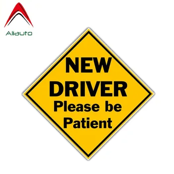 

Aliauto Funny Car Sticker New Driver Please Be Patient Decoration Caution Sunscreen Personality Reflective Decal PVC,13cm*13cm