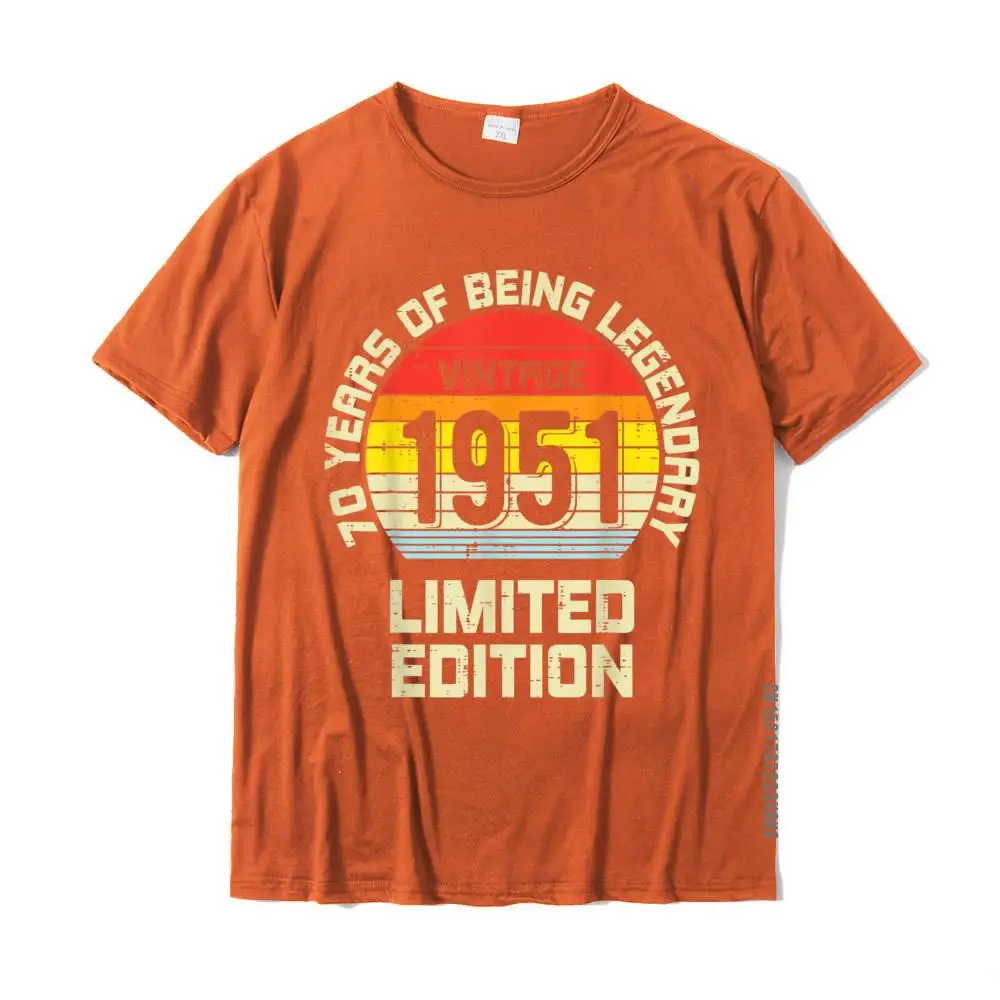 cosie Faddish Short Sleeve Design T-shirts 100% Cotton Fabric Round Neck Men Tops & Tees Europe Tee Shirt Summer Autumn Vintage 1951 Limited Edition 70 Year Legendary 70th Birthday T-Shirt__MZ20606 orange