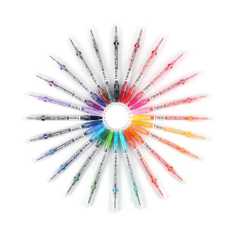 Двухсторонняя щетка маркерные ручки 36 в коробках цветные кисти Акварельные пигментные ручки живопись граффити ручка мягкая голова
