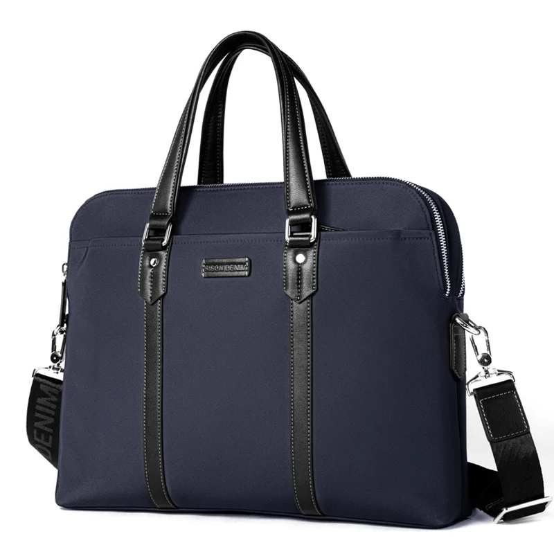 BISON DENIM модная мужская сумка, роскошная тканевая сумка, 14 дюймов, сумка для ноутбука, деловая сумка, мужская сумка-мессенджер, дорожная сумка через плечо, N2835 - Цвет: blue