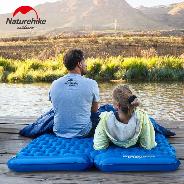 Naturehike-colchoneta de Camping gruesa para 1-2 personas, colchón inflable  ultraligero, cama de aire, almohadilla para dormir, colchón de aire  plegable con almohada - AliExpress