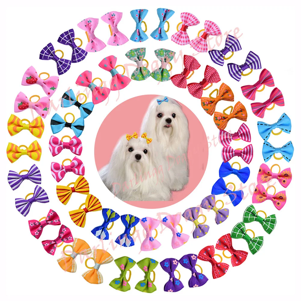 Dog-Hair-Bows Rubber-Bands Pet-Supplies Dog-Grooming-Accessories Dogs Small Cat 10pcs