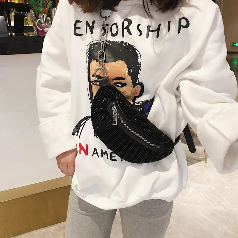 2021 новые женские поясные сумки бриллиантами женская сумка Fanny Pack моды нагрудная