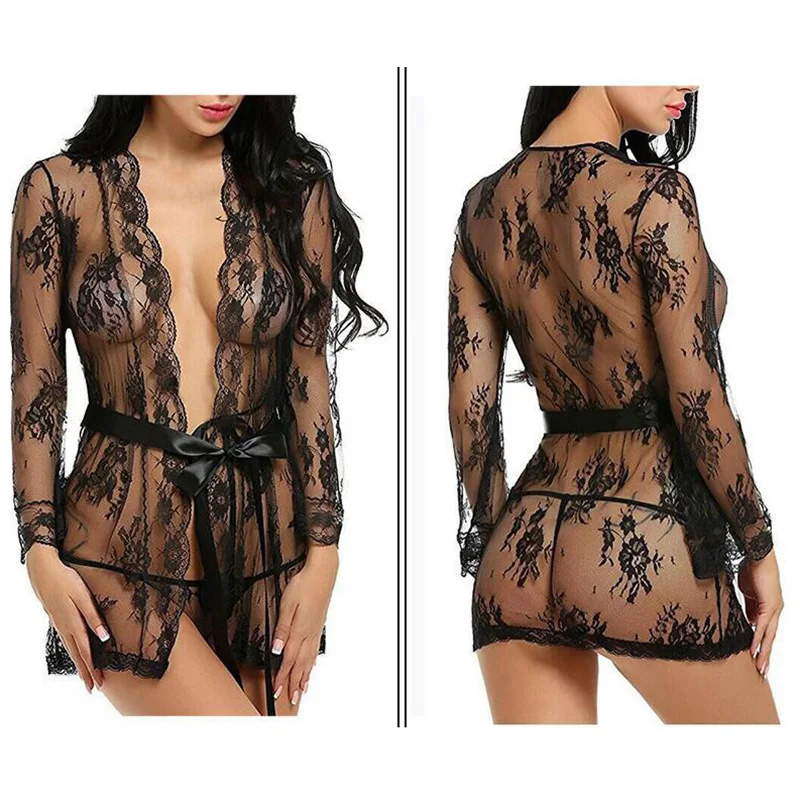 Женская Анальная пробка, размер, кружевное ночное мини-платье, комплект для женщин, длинный рукав, ночное белье, ночная рубашка, спа, летний сексуальный халат, ночные рубашки