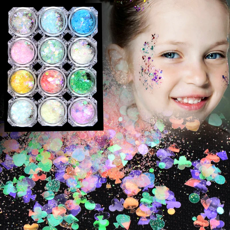 Holographic Heart Sparkly Sequins Nail Flakes Butterfly Mermaid 3D Thin Big Slice Spangles Manicure Decoration | Красота и здоровье