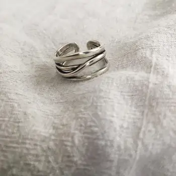 

Vintage Ring S925 Sterling Silver Bracelet Women's Ring Light Luxury Plain Silver Funny Personality Irregular Coarse Ring
