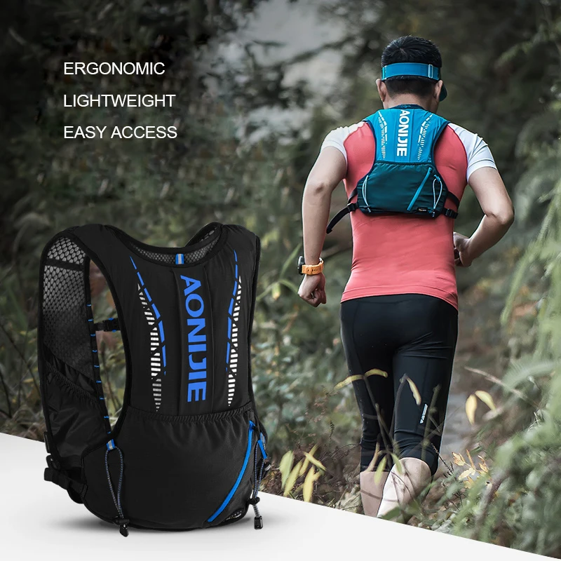 Aonijie C9102S Zwart Ultra Vest 5L Hydratatie Backpack Bag Pack Zachte Waterzak Fles Wandelen Trail Running Marathon