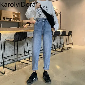 

2020 spring new embroidery semi-elastic high waist design wild thin straight pants