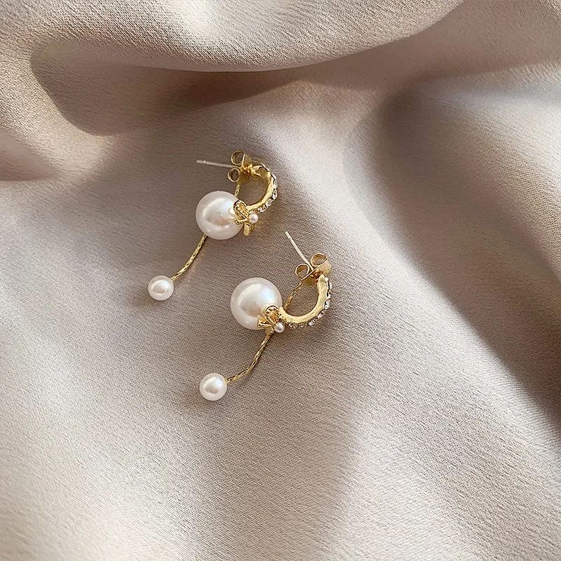 Fashion Bow Front And Back Pearl Earrings For Women New Korean Earrings Trendy Jewelry