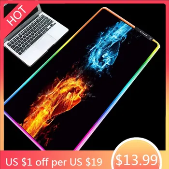 

Yuzuoan RGB flame fist dark mouse pad LED RGB cool marquee game non-slip keyboard mouse pad