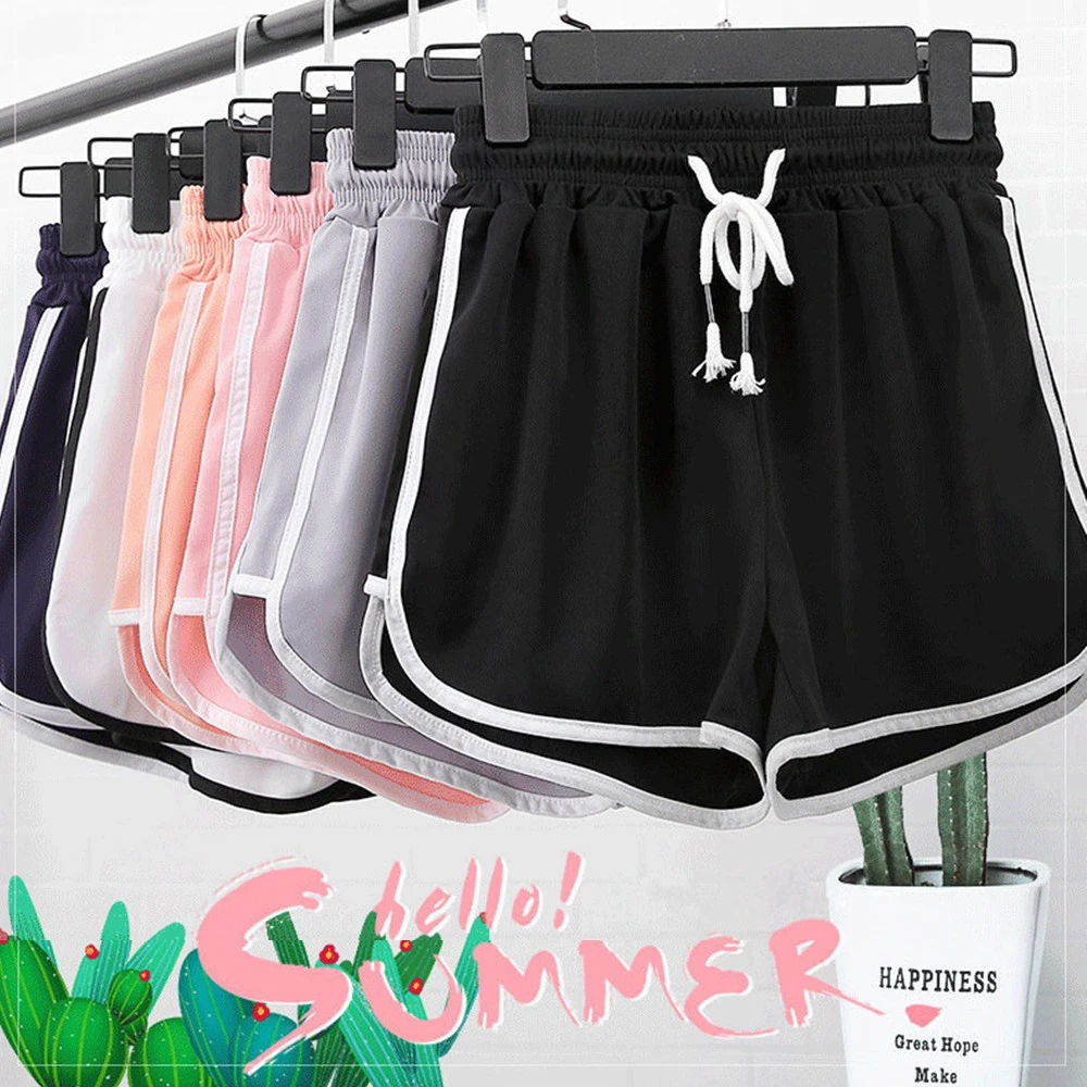 Pantalones cortos deportivos de verano mujer, Shorts cintura elástica, holgados, de secado rápido, de algodón, para Yoga|shorts shorts|elastic shorts womenrunning short women AliExpress