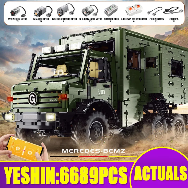 Yeshin J907 моторизованный технический автомобиль MOC Nomadism RV модель дома на колесах